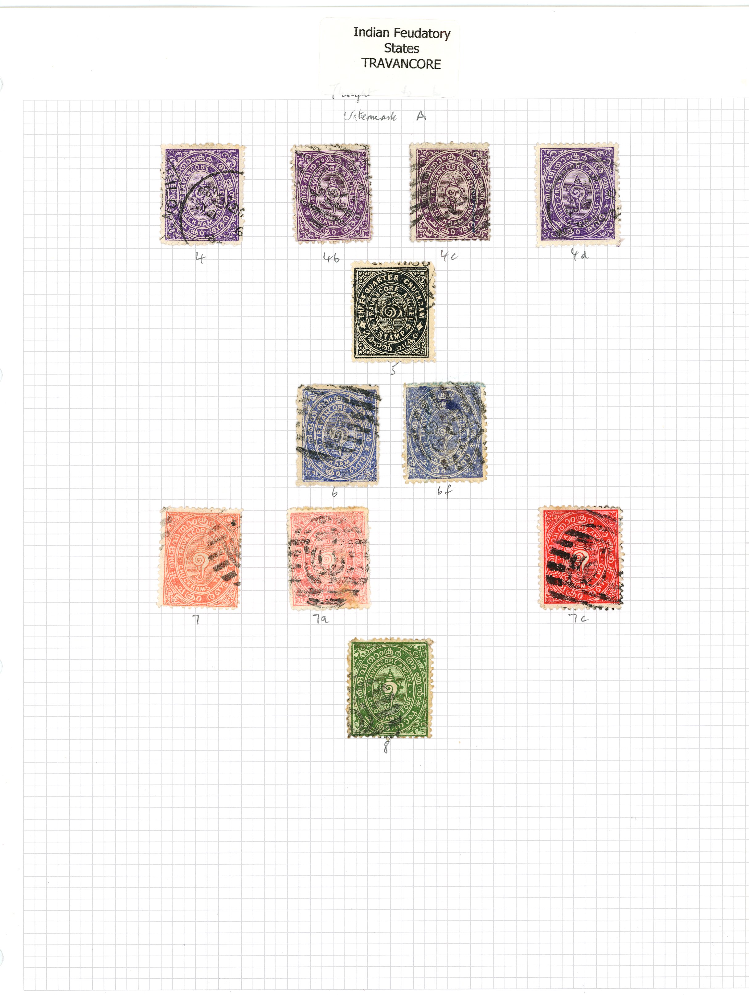 IFS Travancore 1888-1946 mint and used collection (303 + one cover) on leaves