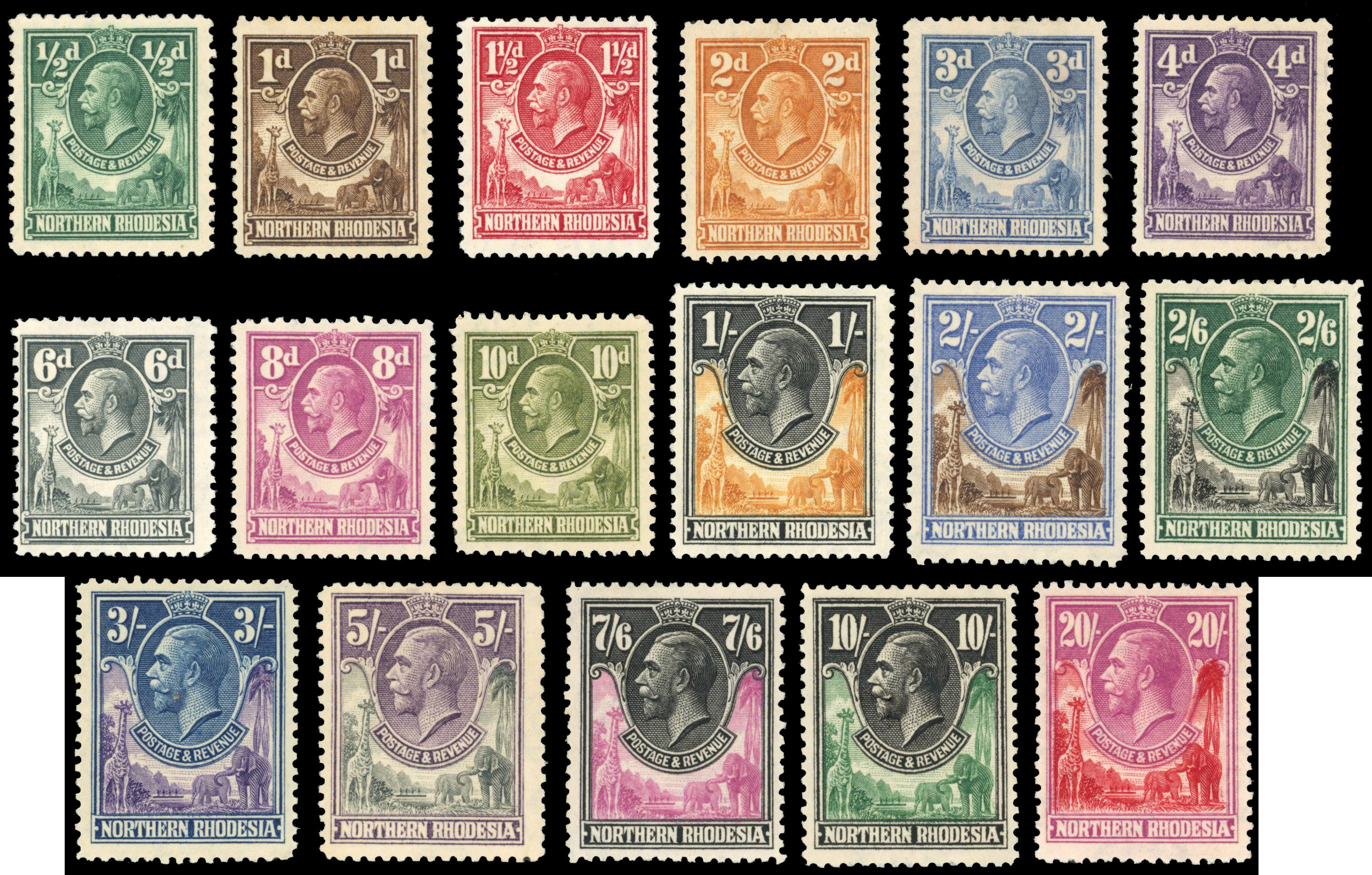 Northern Rhodesia SG 1-17 1925-9 set mint