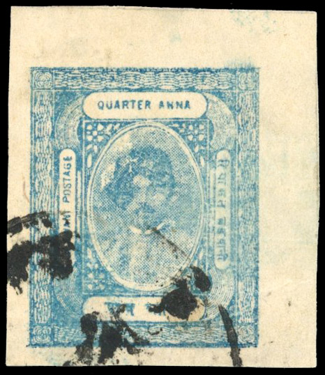 I.F.S. Barwani SG 1 ¼a light blue, imperf single used