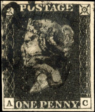 GB 1840 1d black Plate 8 watermark inverted used