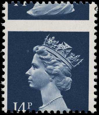 1983 14p deep blue, (1 centre band), approx...