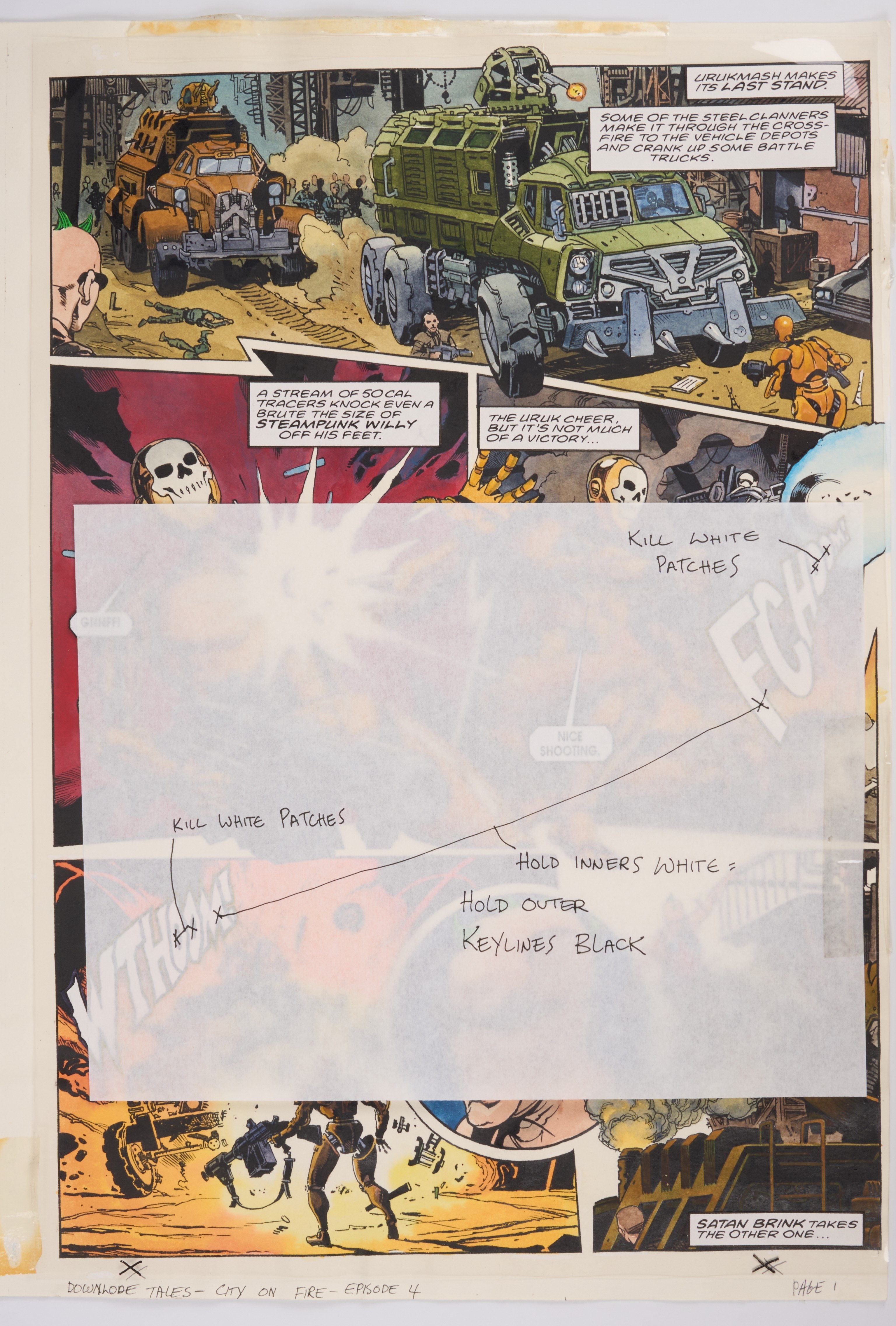 Chris Weston 2000 AD #1158 Downlode Tales 'City On Fire Part 4' Original Story Pages (Fleetway, 1999) Total 5