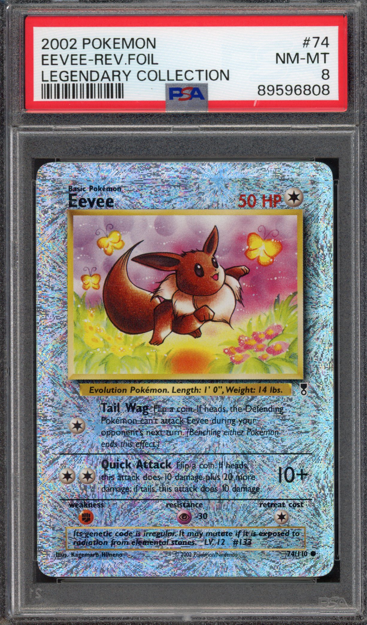 Pokémon TCG PSA 8 Eevee 74 Reverse Foil, Legendary Collection