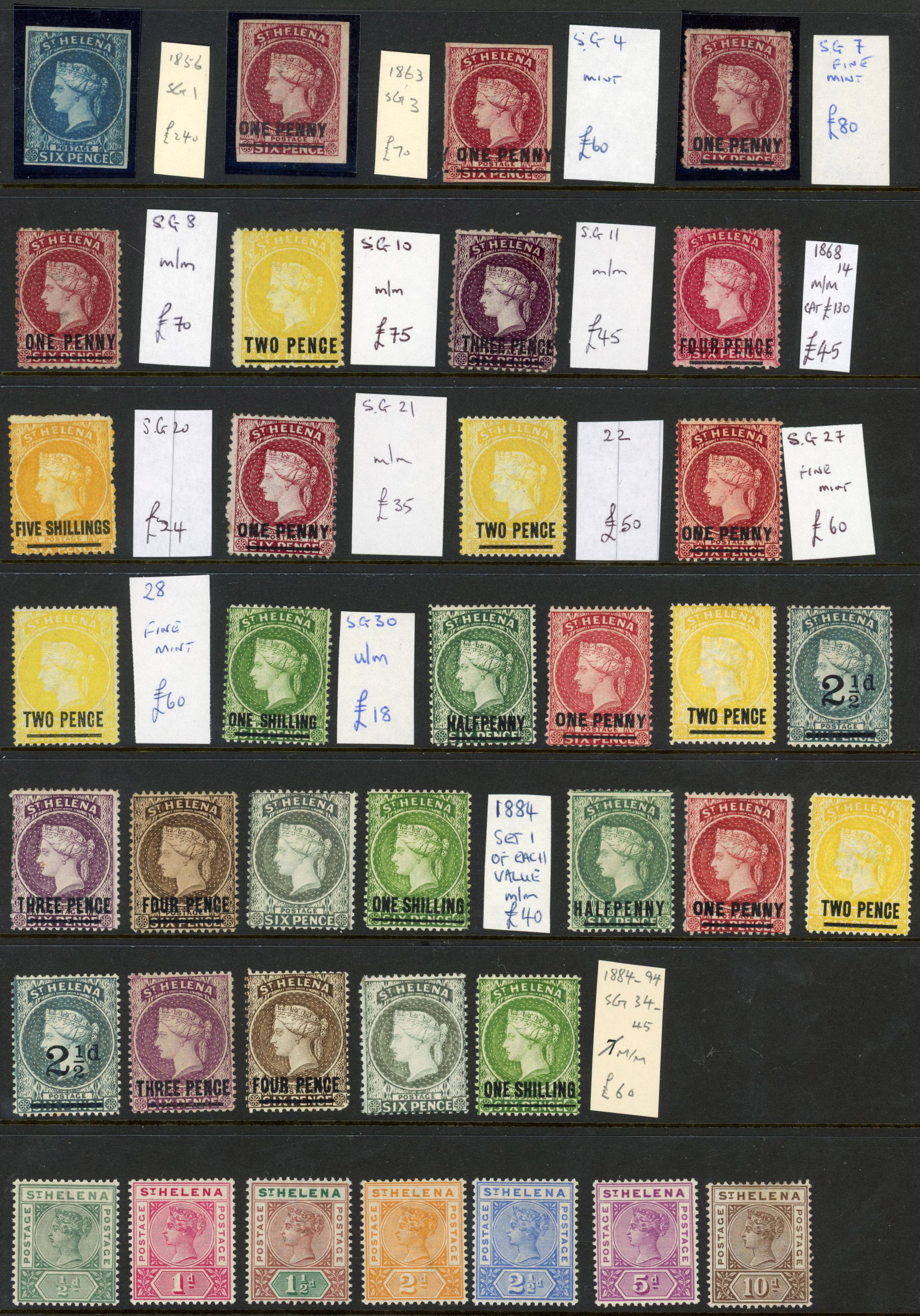 † St Helena QV group mint