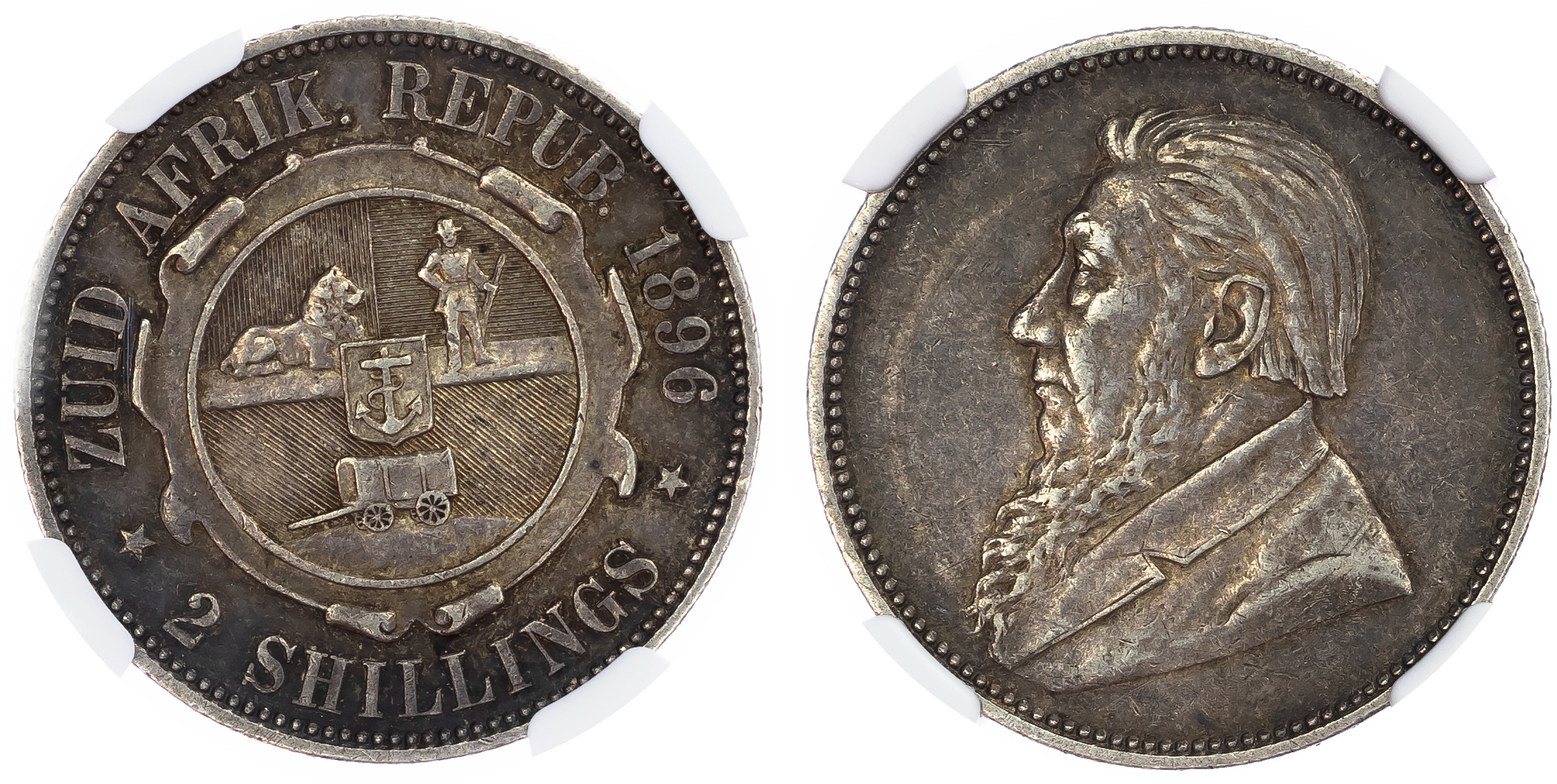 South Africa. Paul Kruger AG 2 Shillings. 1896.