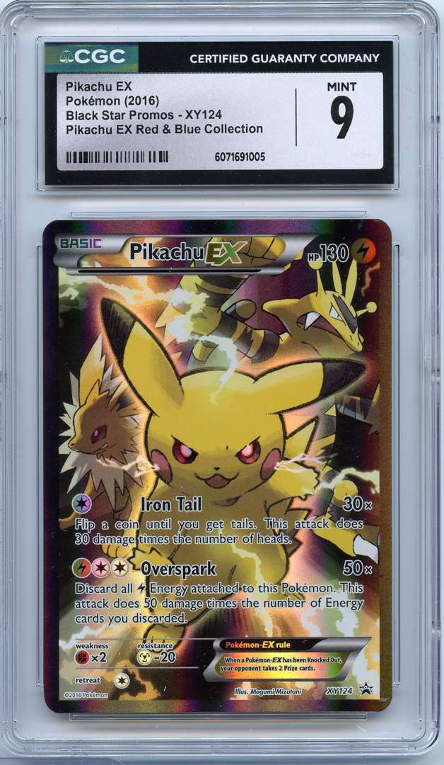 Past auction: CGC 9 Pikachu EX #XY124 Promo - EX Red & Blue