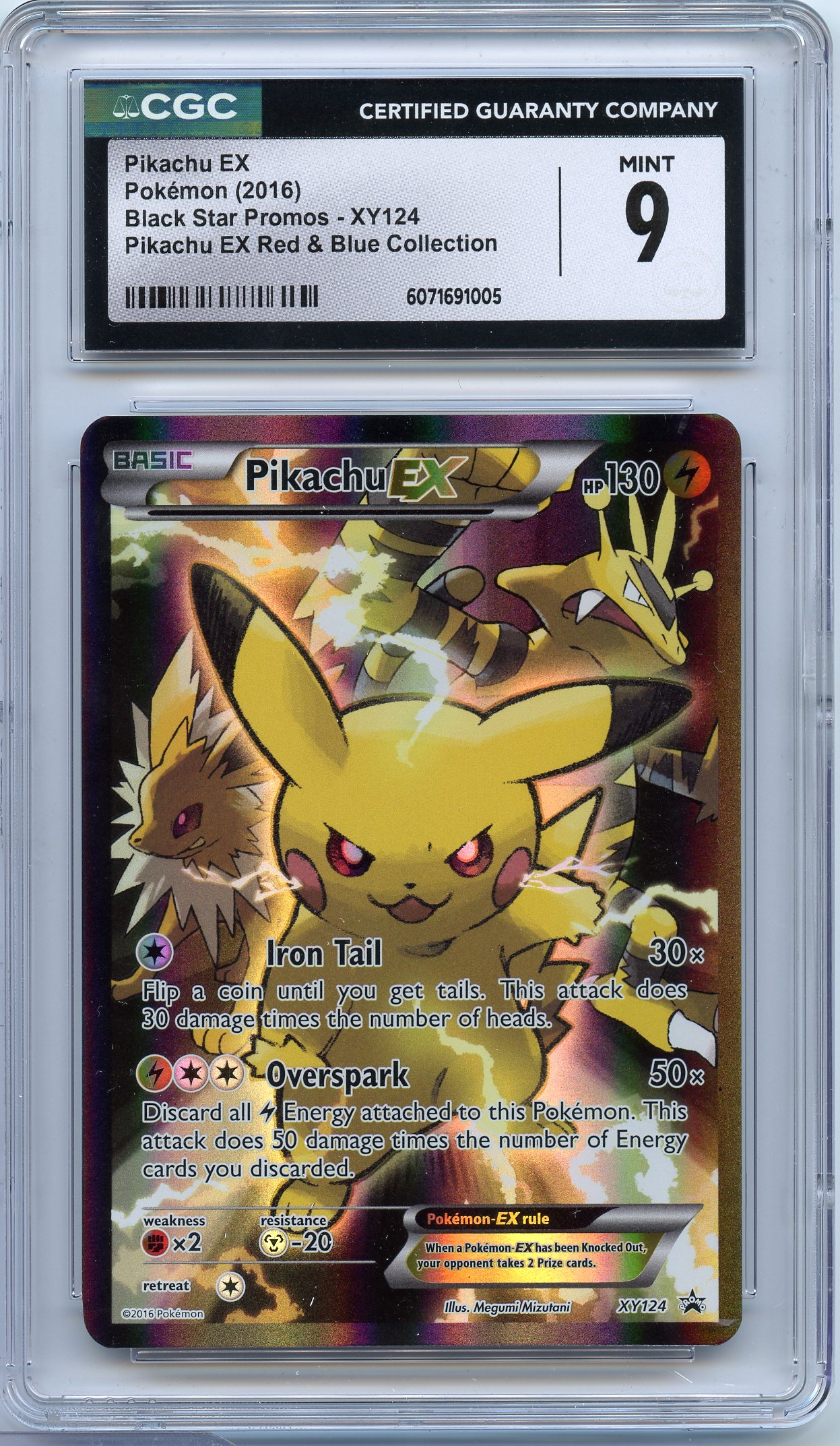 CGC 9 Pikachu EX #XY124 Promo - EX Red & Blue Collection