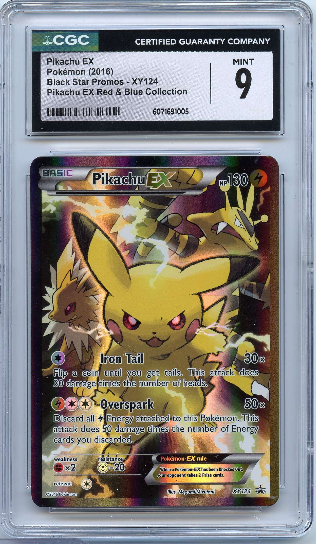 Past auction: CGC 9 Pikachu EX #XY124 Promo - EX Red & Blue