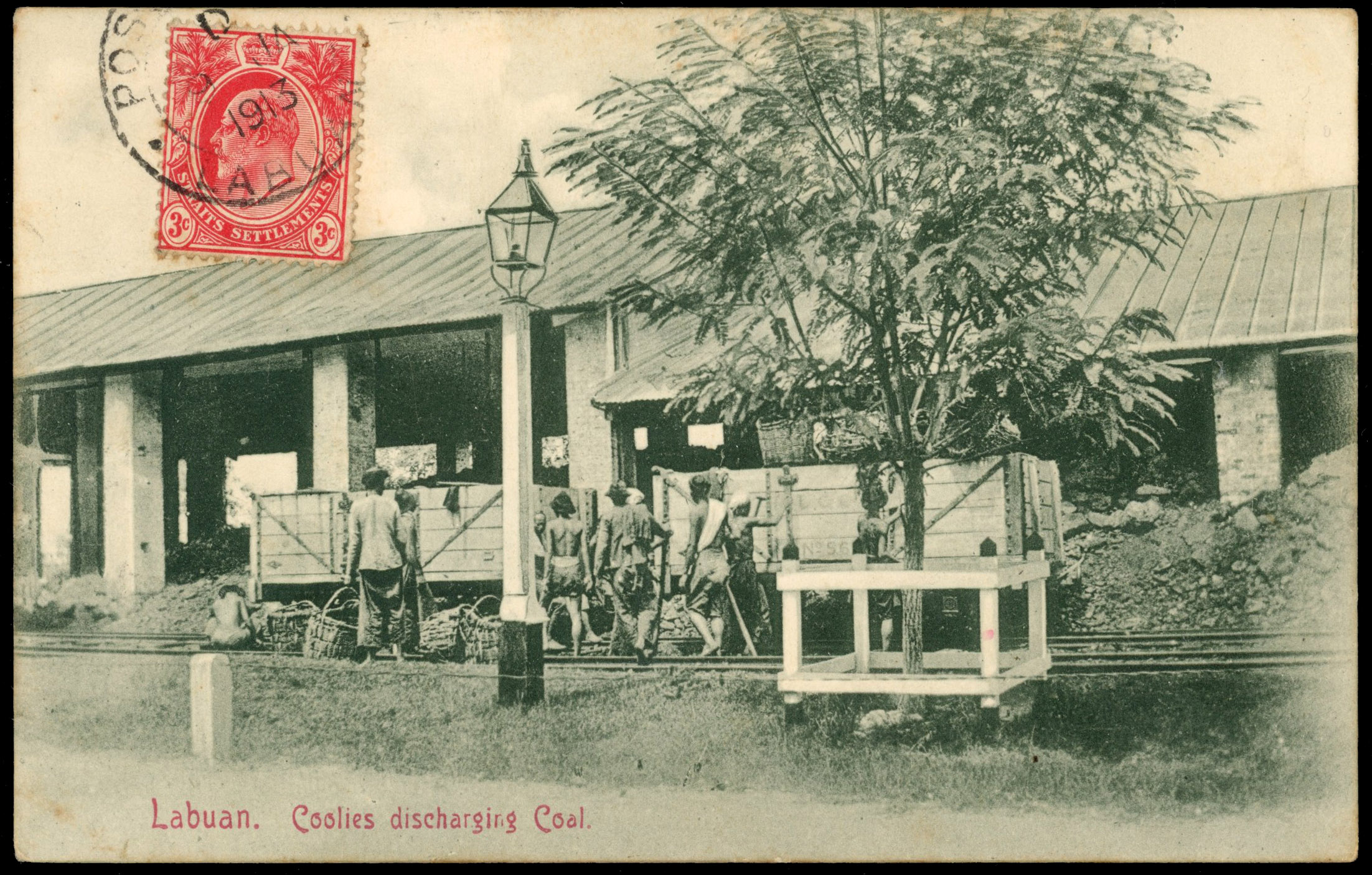 Labuan 1913 picture post card to Germany with Straits 1906-12 3c red