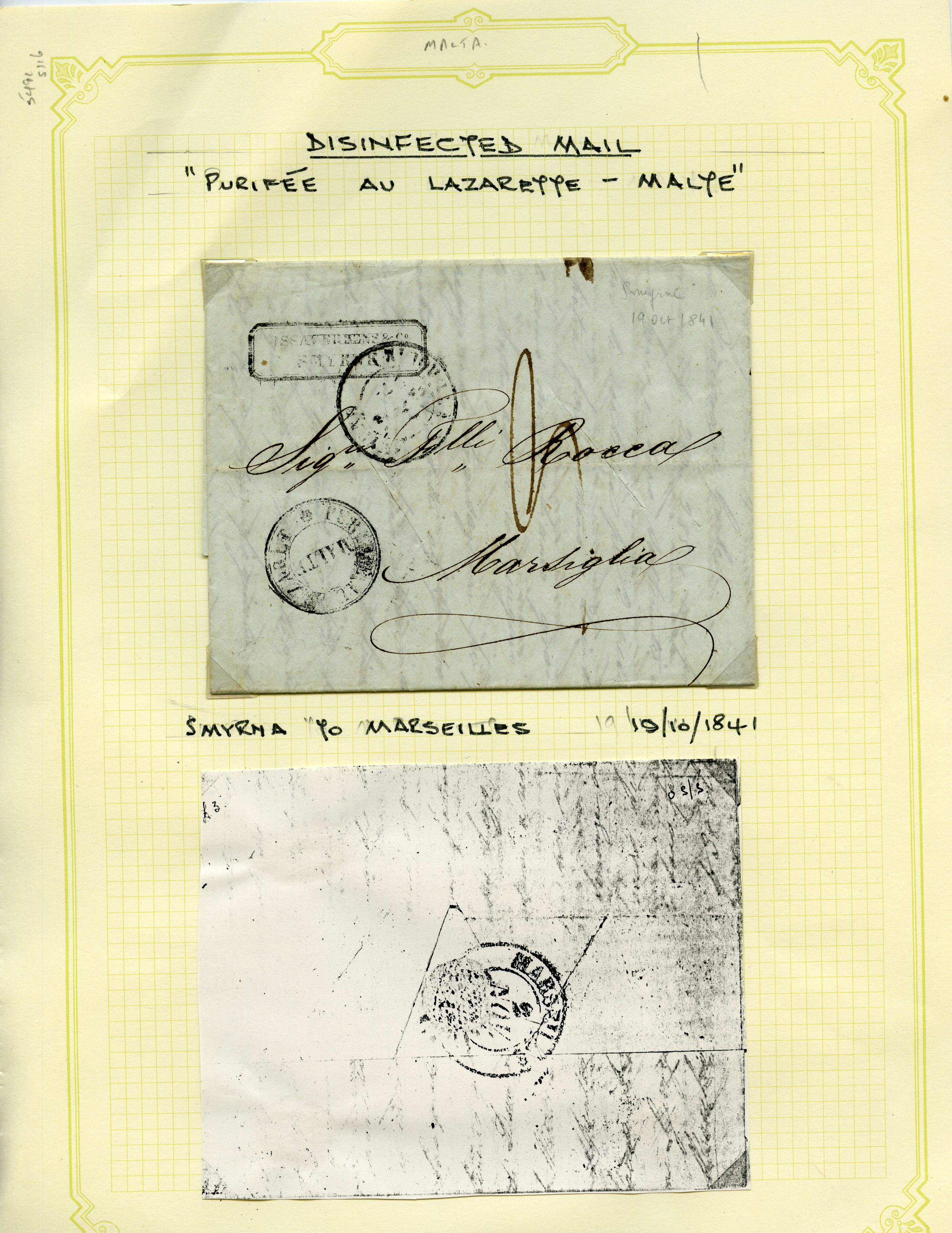 1841-1845 disinfected mail duo including...