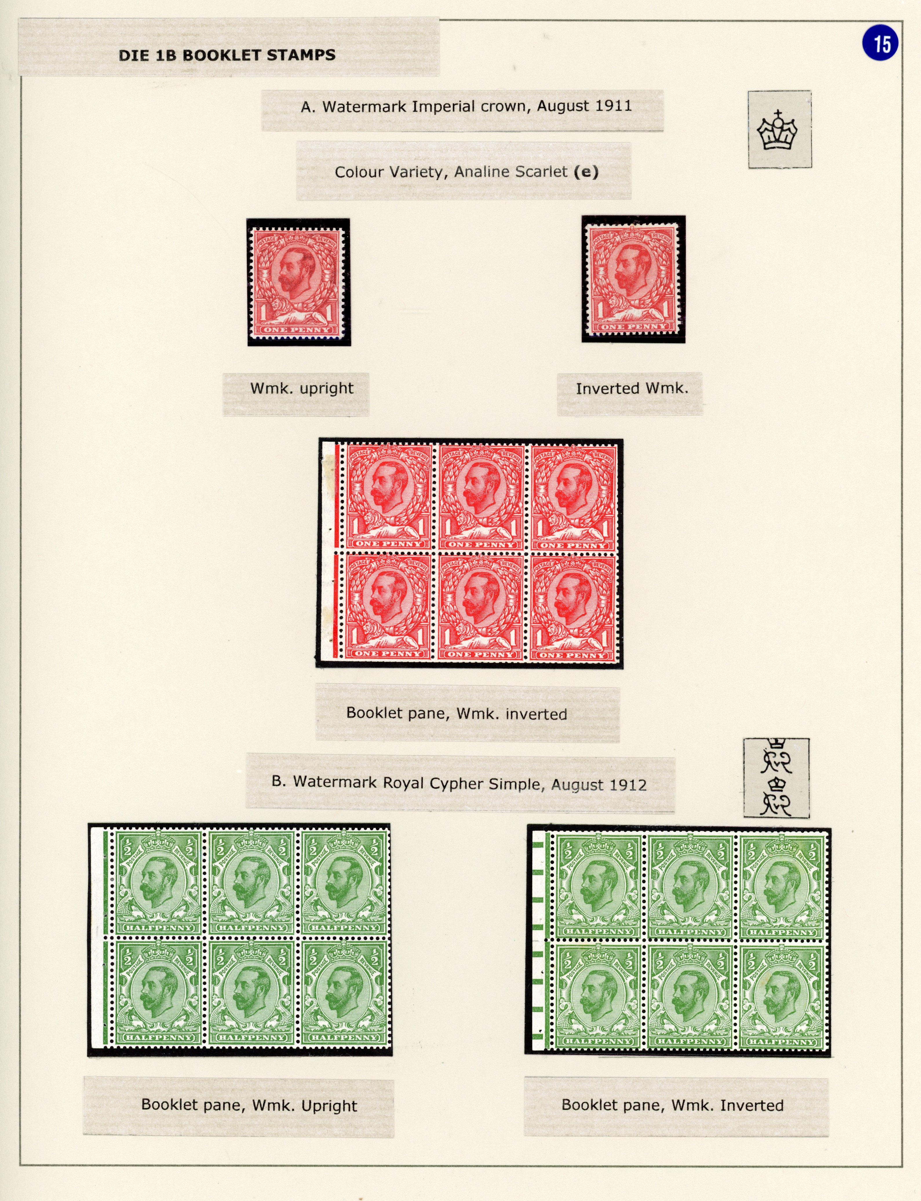 GB 1911-12 watermark Crown, Die 1B, mint selection