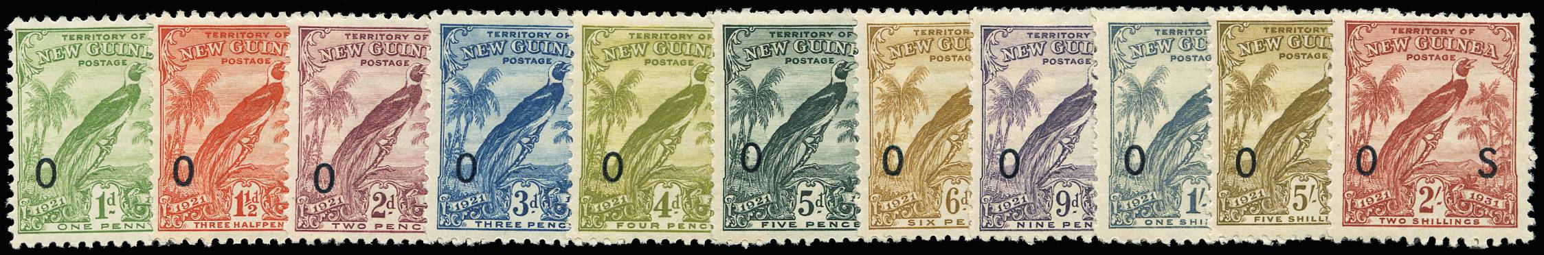 NEW GUINEA SG O31/41 1931 OFFICIAL BIRD OF PARADISE WITH DAT