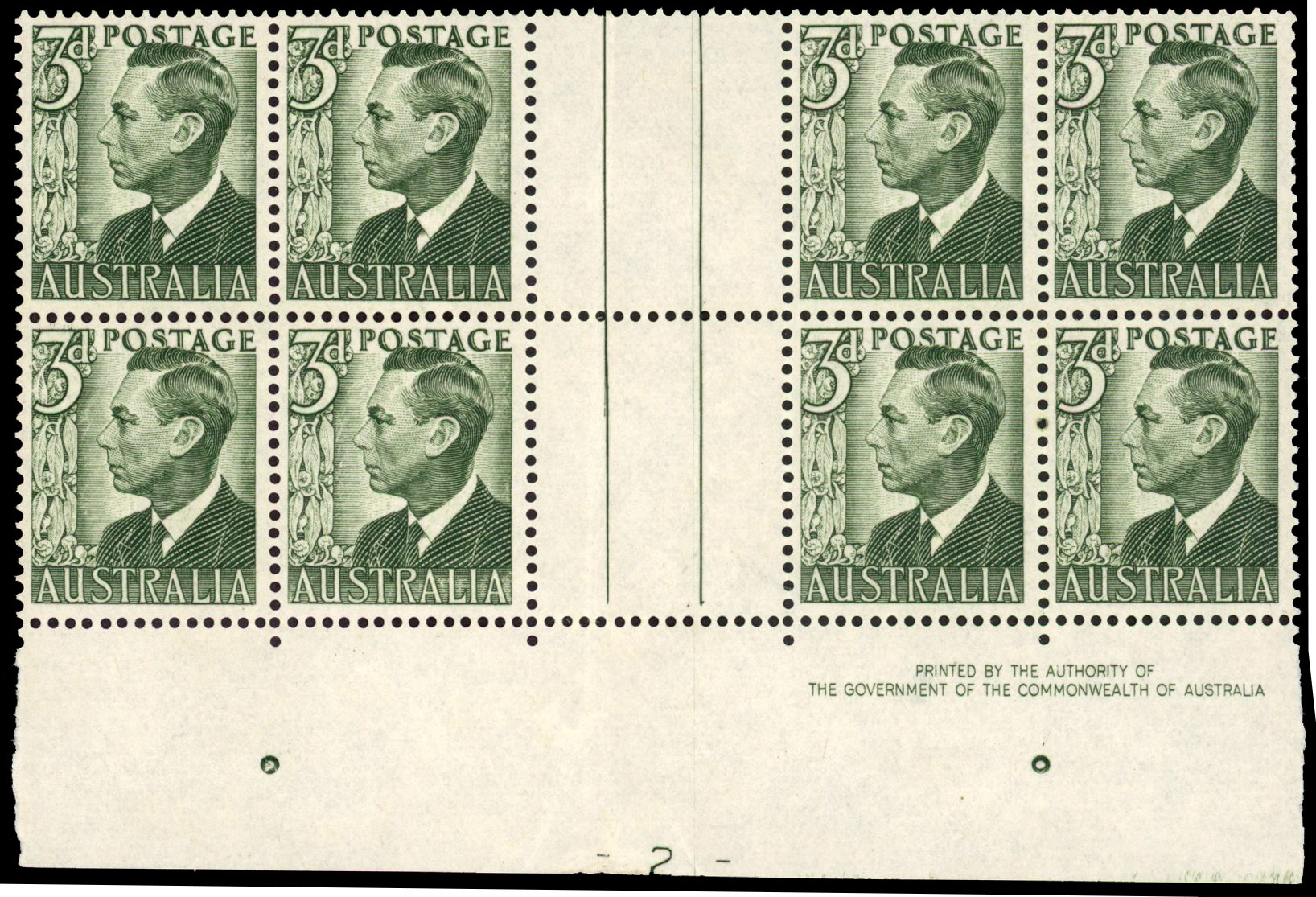 Australia SG 237d Plate -2- block mint