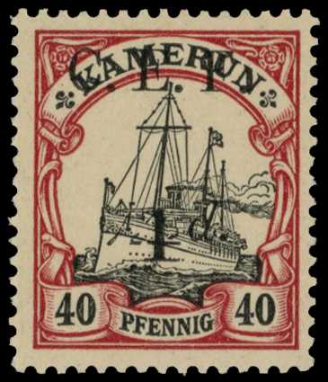 1915 4d on 40pf black and carmine surcharge...