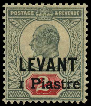 1906 '1 Piastre' on 2d grey-green and...
