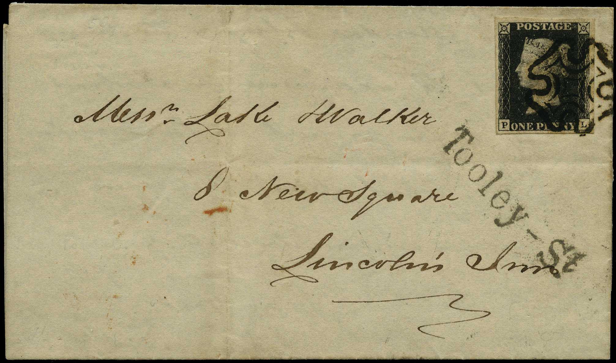 1840 1d black, Plate 7 (PL), large to very...