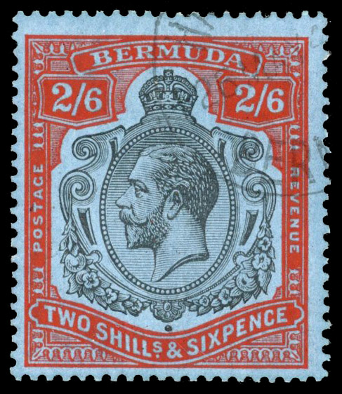 Bermuda SG 89jc 1931 2s6d with nick in top right scroll used