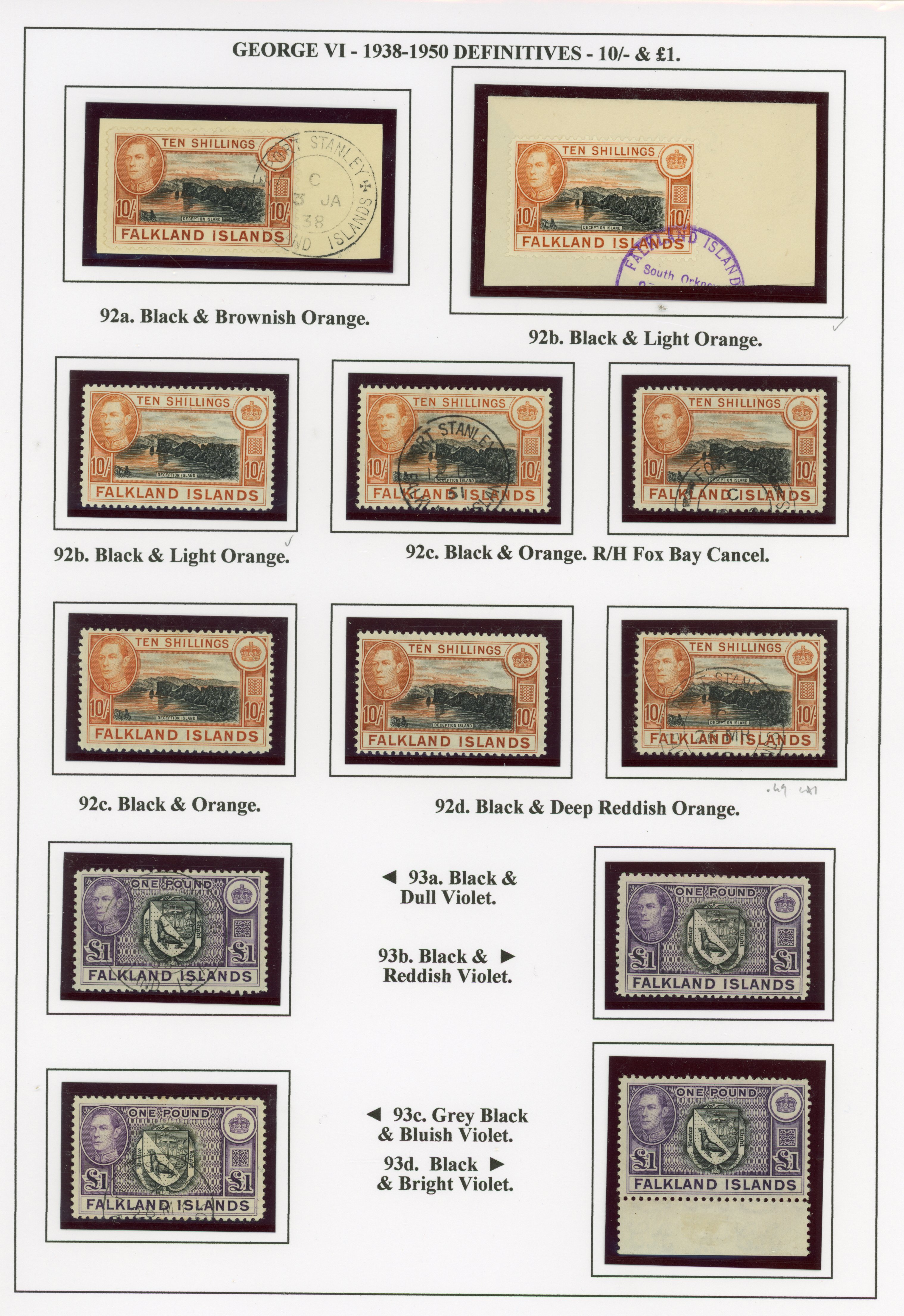 Falkland Islands SG 146-163 display collection