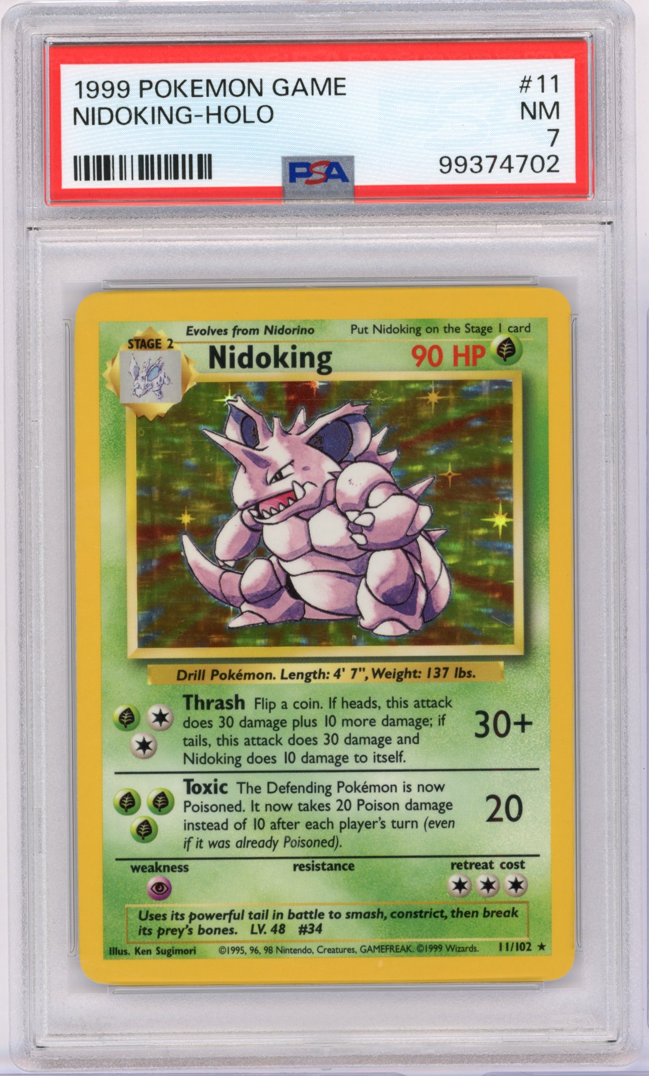 PSA 7 Nidoking #11 Holo Base Set