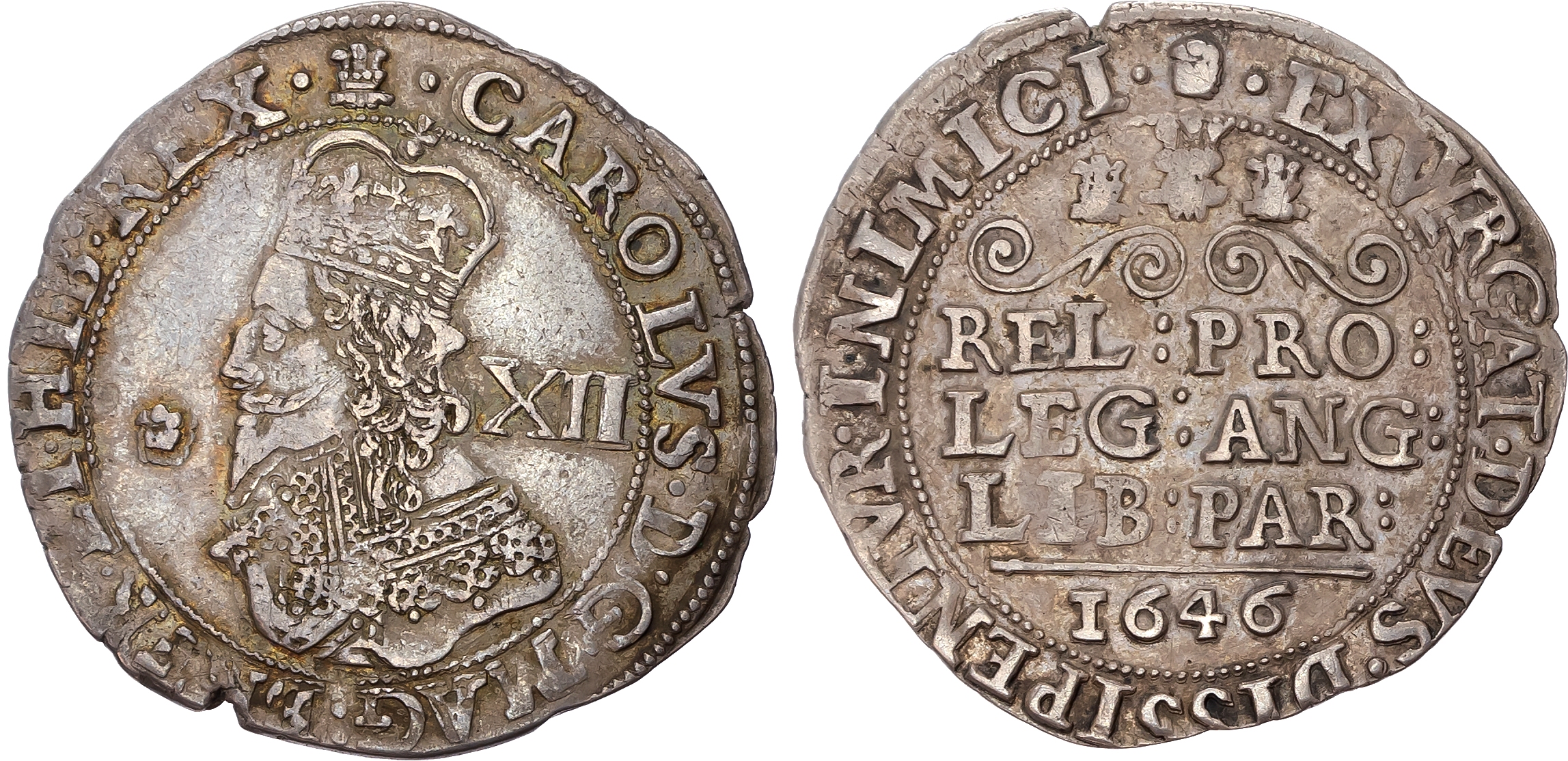 Charles I (1625-1649), AR Shilling 1646, Late Declaration issues, Bridgnorth-on-Severn (?), mm. plumelet over Br on obv.…