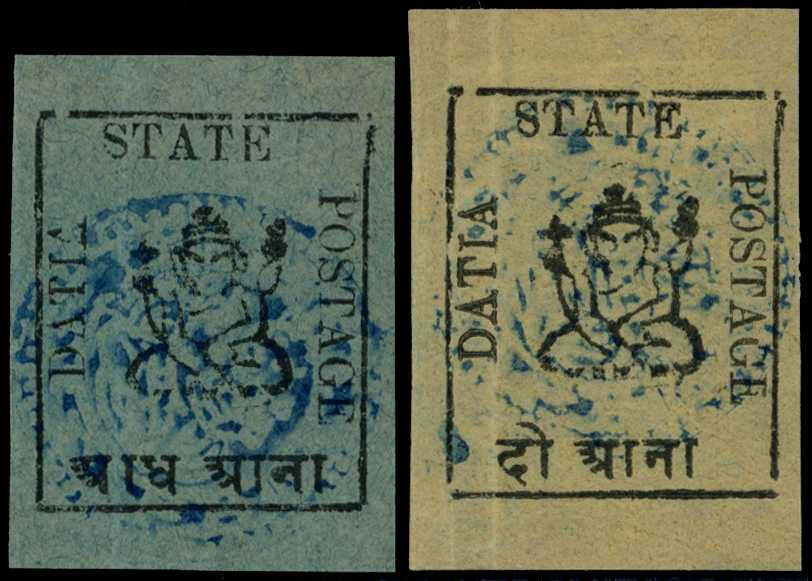 1897-8 'DATIA' ½a black on green paper and...