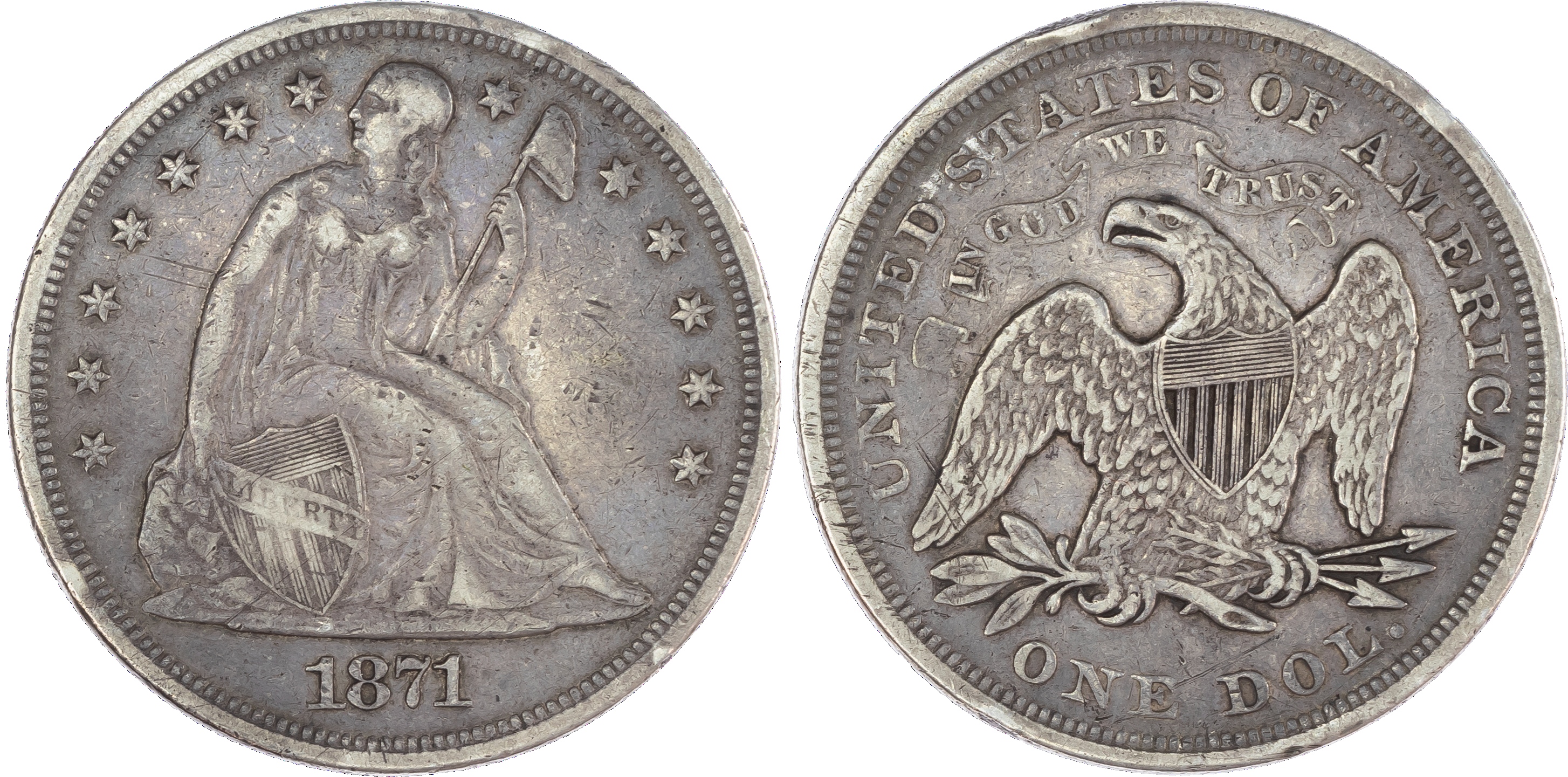 USA, Seated Liberty silver Dollar, 1871, Philadelphia