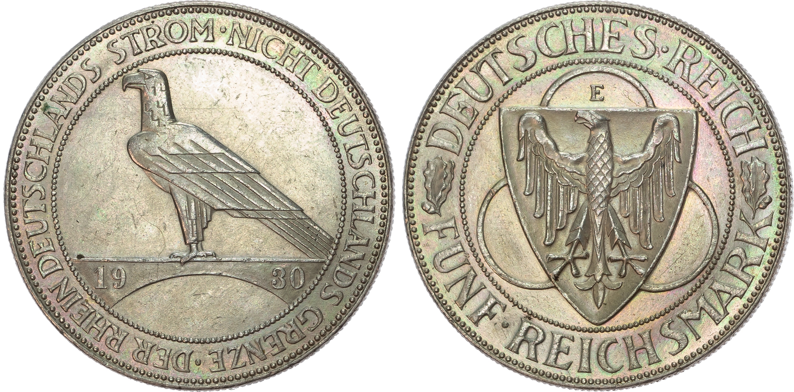 Germany, Weimar Republic (1913-1933), Liberation of Rhineland, silver 5 Reichsmark and 3 Reichsmark (2).