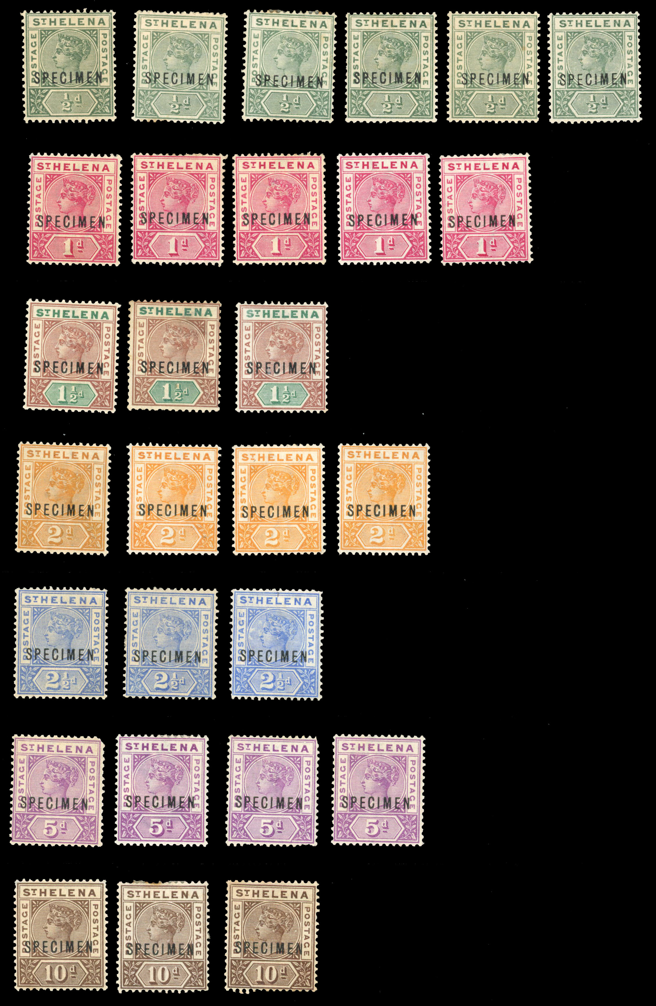 St Helena SG 46s-52s Specimen group