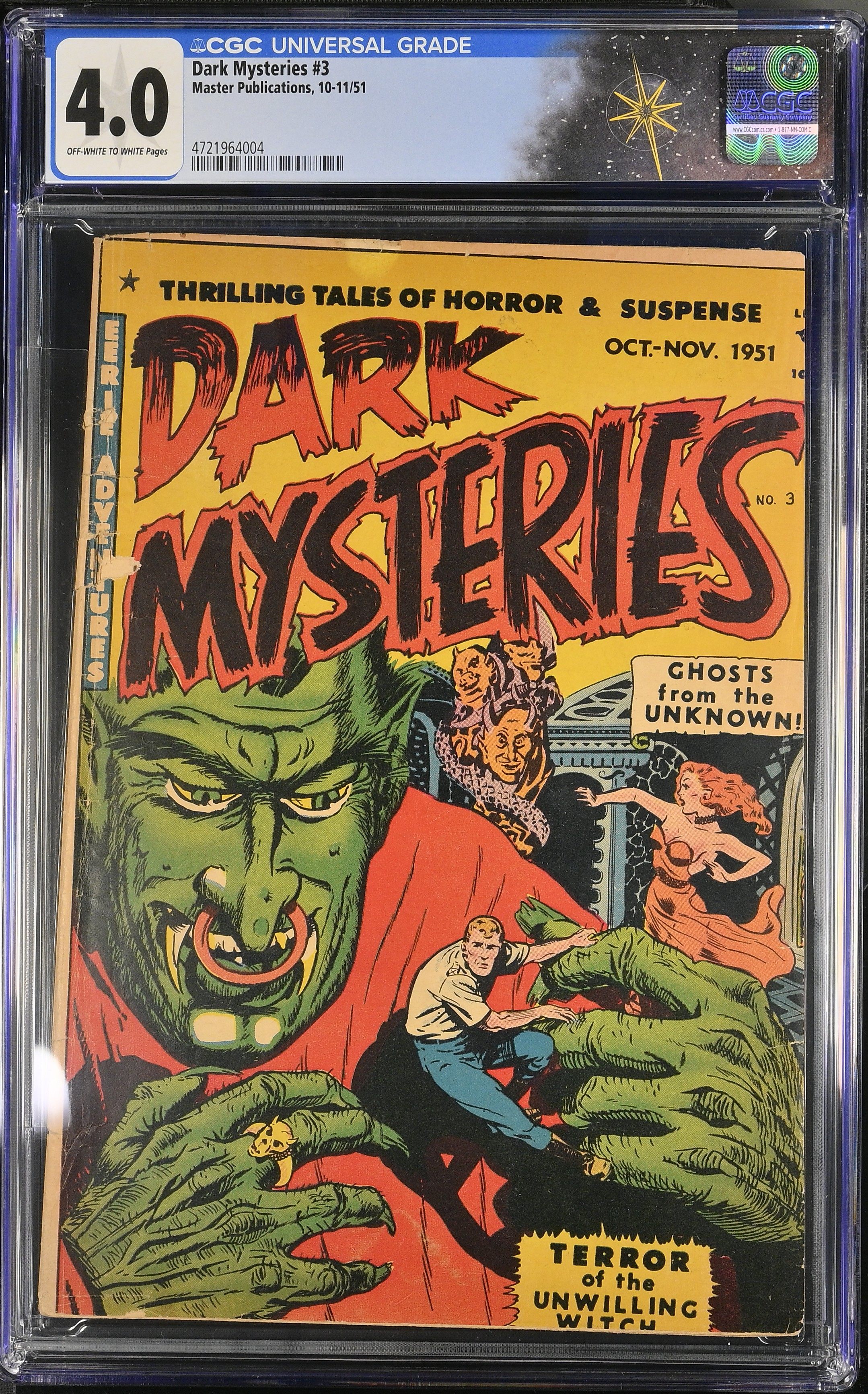 Dark Mysteries #3 CGC 4.0 (Master Publications, 1951) Off-White to White Pages
