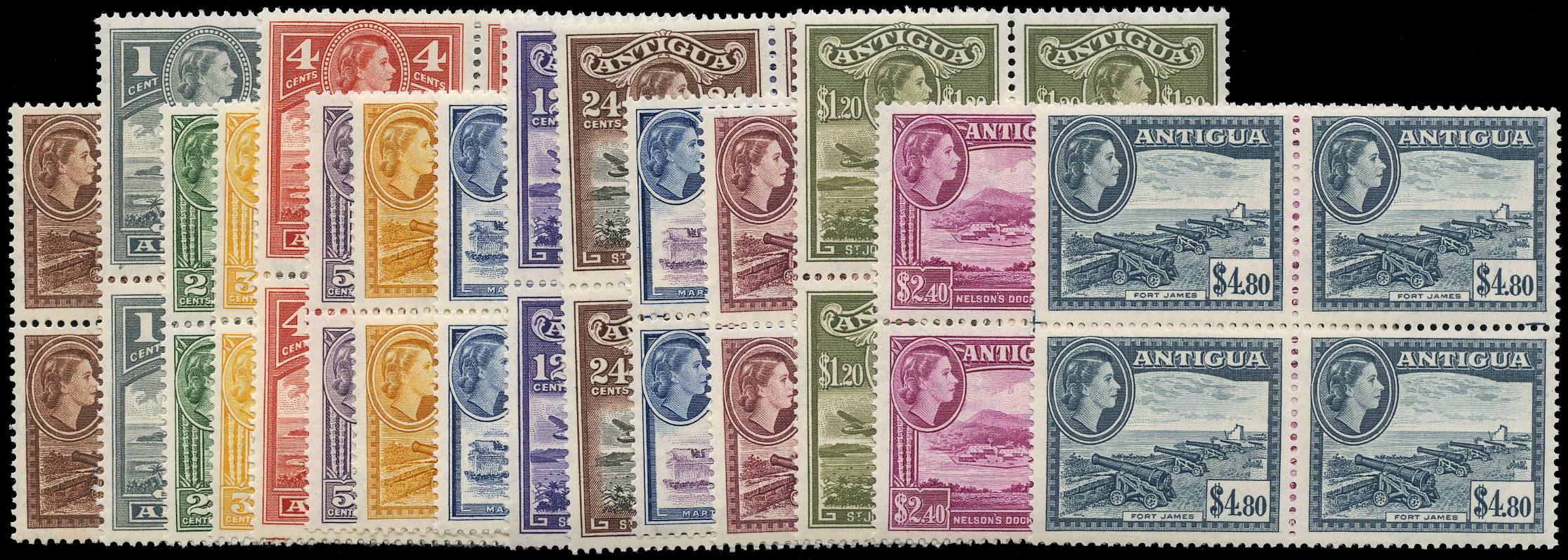 ANTIGUA SG 120a/34 1953-62 SET OF 15 TO $4.80 B4 U/M