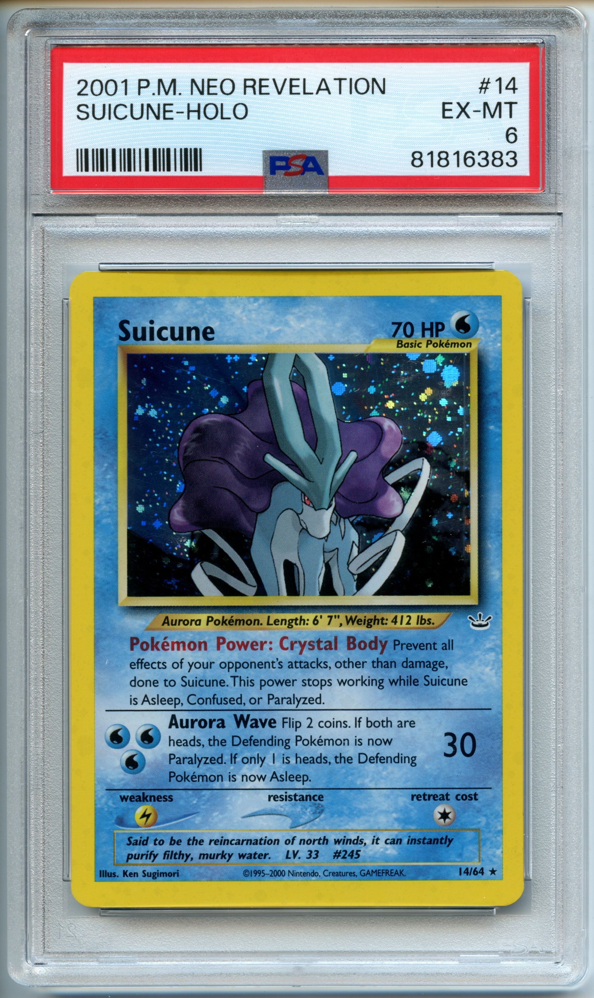 Pokemon TCG  - Suicune HOLO - Neo Revelation  - PSA 6 