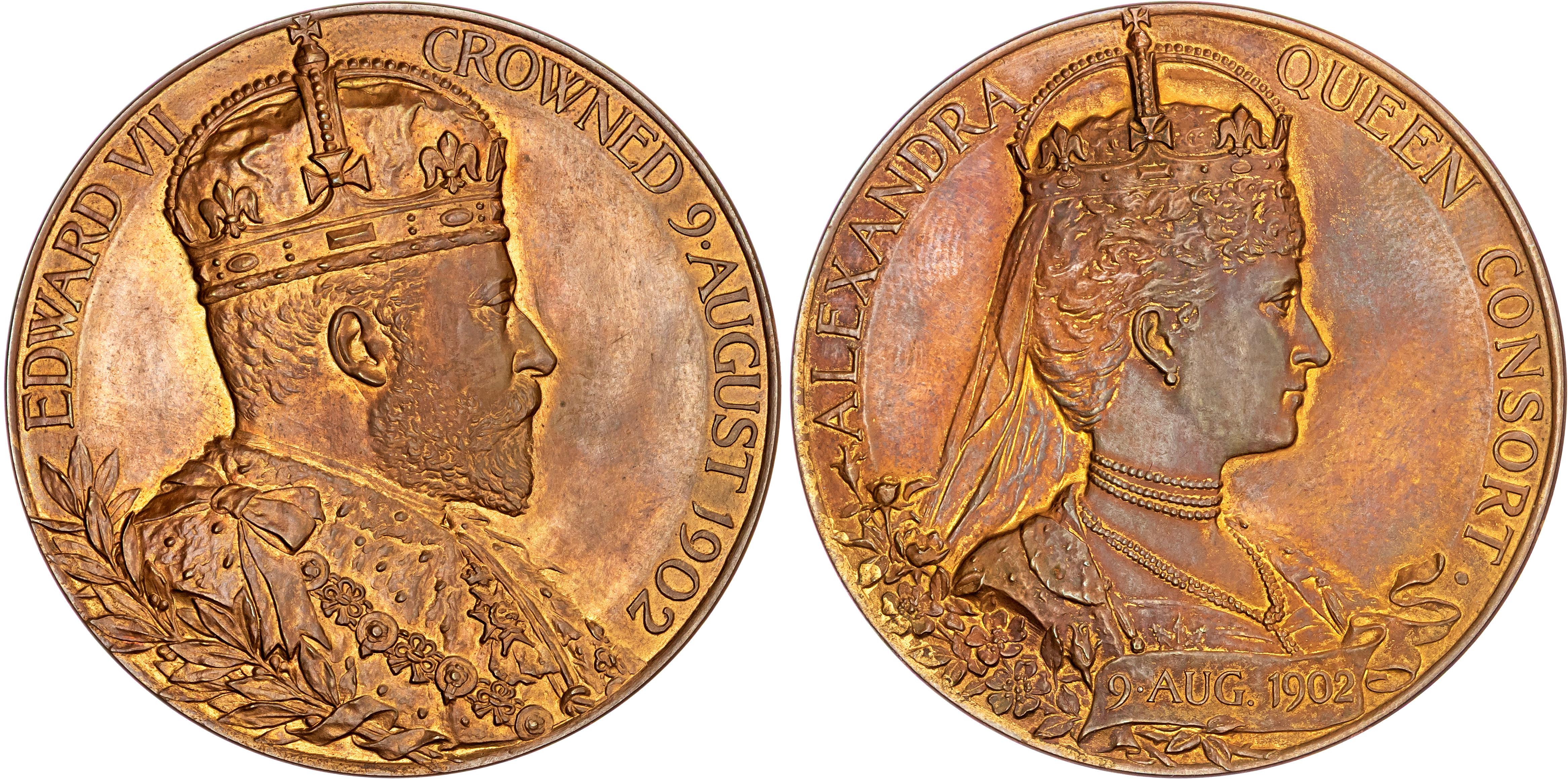 Edward VII 1902-1910. Coronation 1902, Copper medal in official box of issue by G.W. de Saulles.