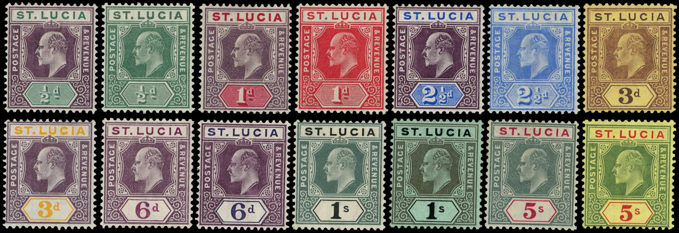 1904-10 ½d to 5s set of 14, fine o.g. SG...