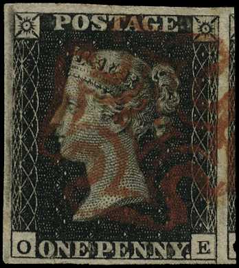 1840 1d black Plate 9 (OE), four close to...