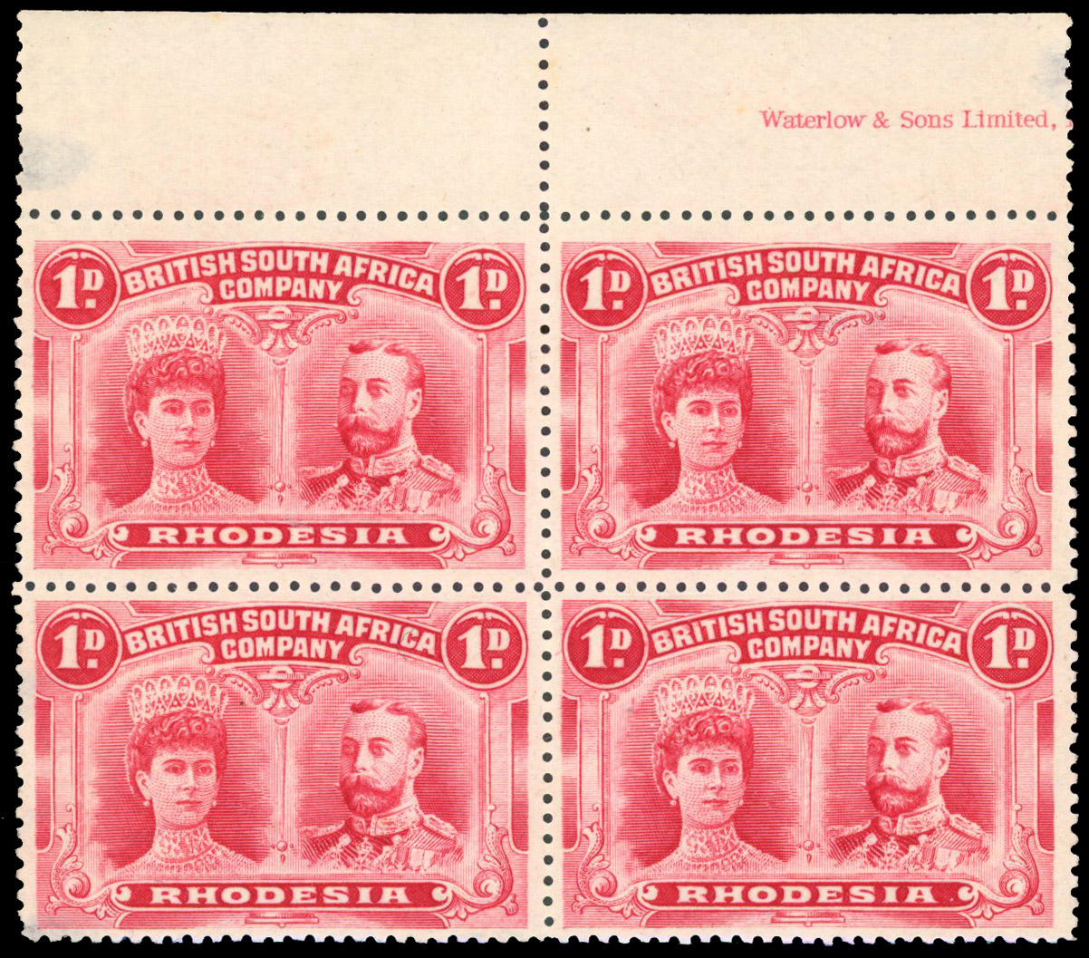 Rhodesia 1910-13 1d bright carmine perf 14