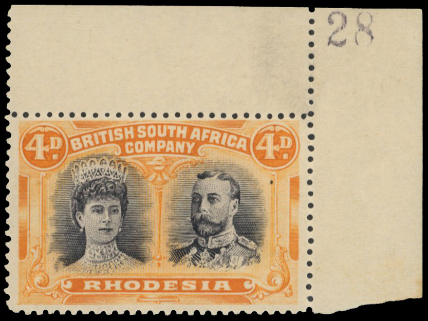 4d black (sepia tinge) and orange SG 140 variant, position 5 mint