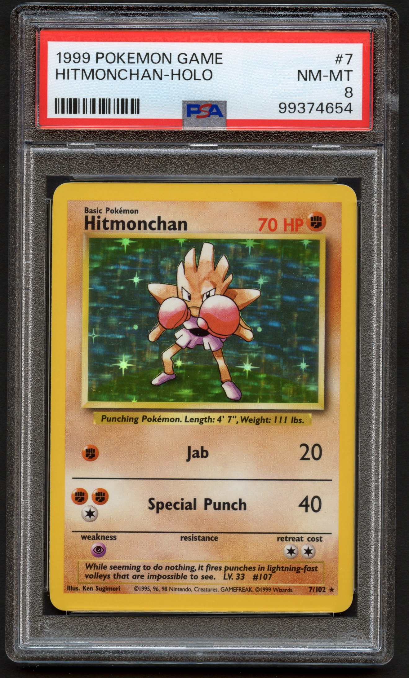 PSA 8 Hitmonchan Holo #7 Base Set