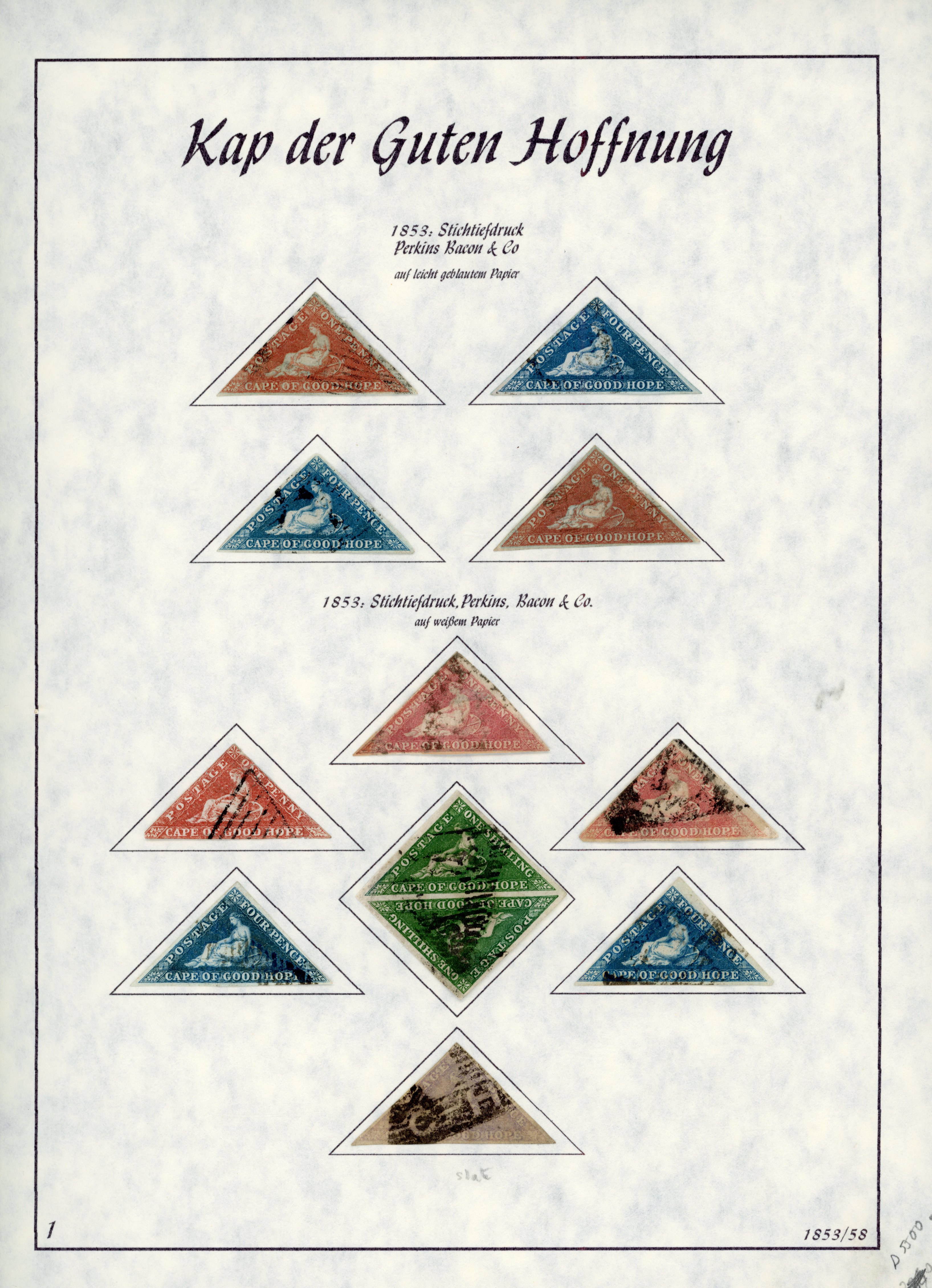 1853 to 1902 triangulars range including 1d (7) , 4d (5), 6d (2) to 1s plus a pair, KEVII to 5s. Fair to fine.