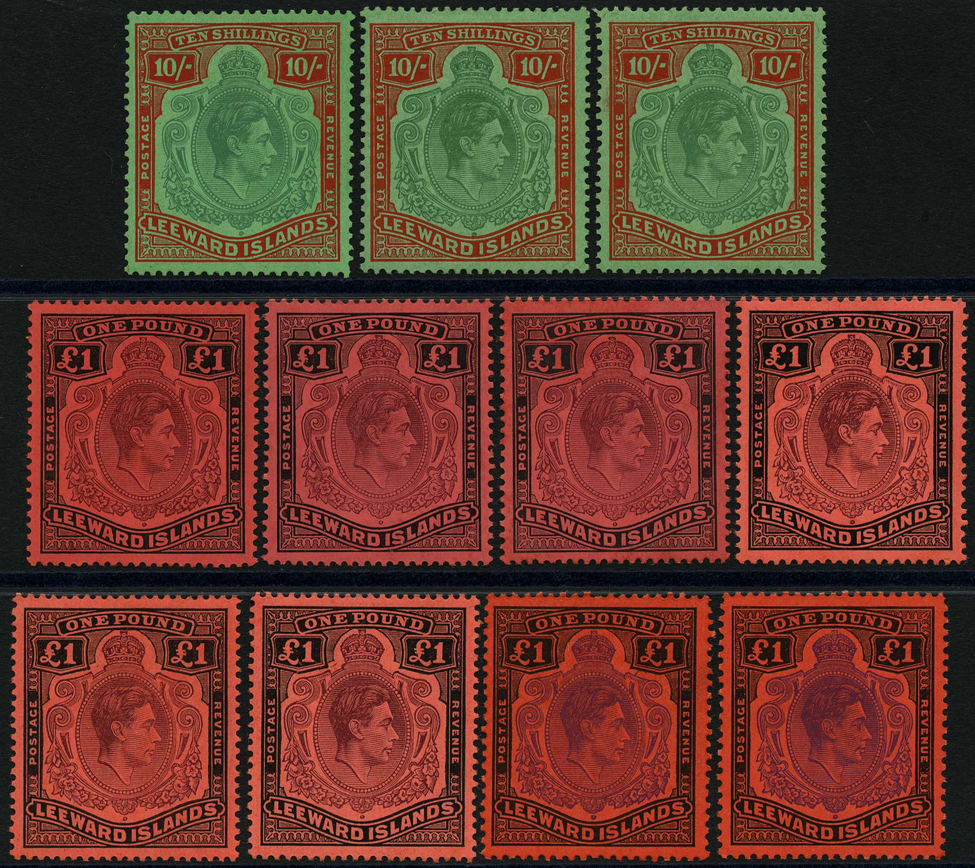 1938-52 10/-s and £1 mint group (11). First...