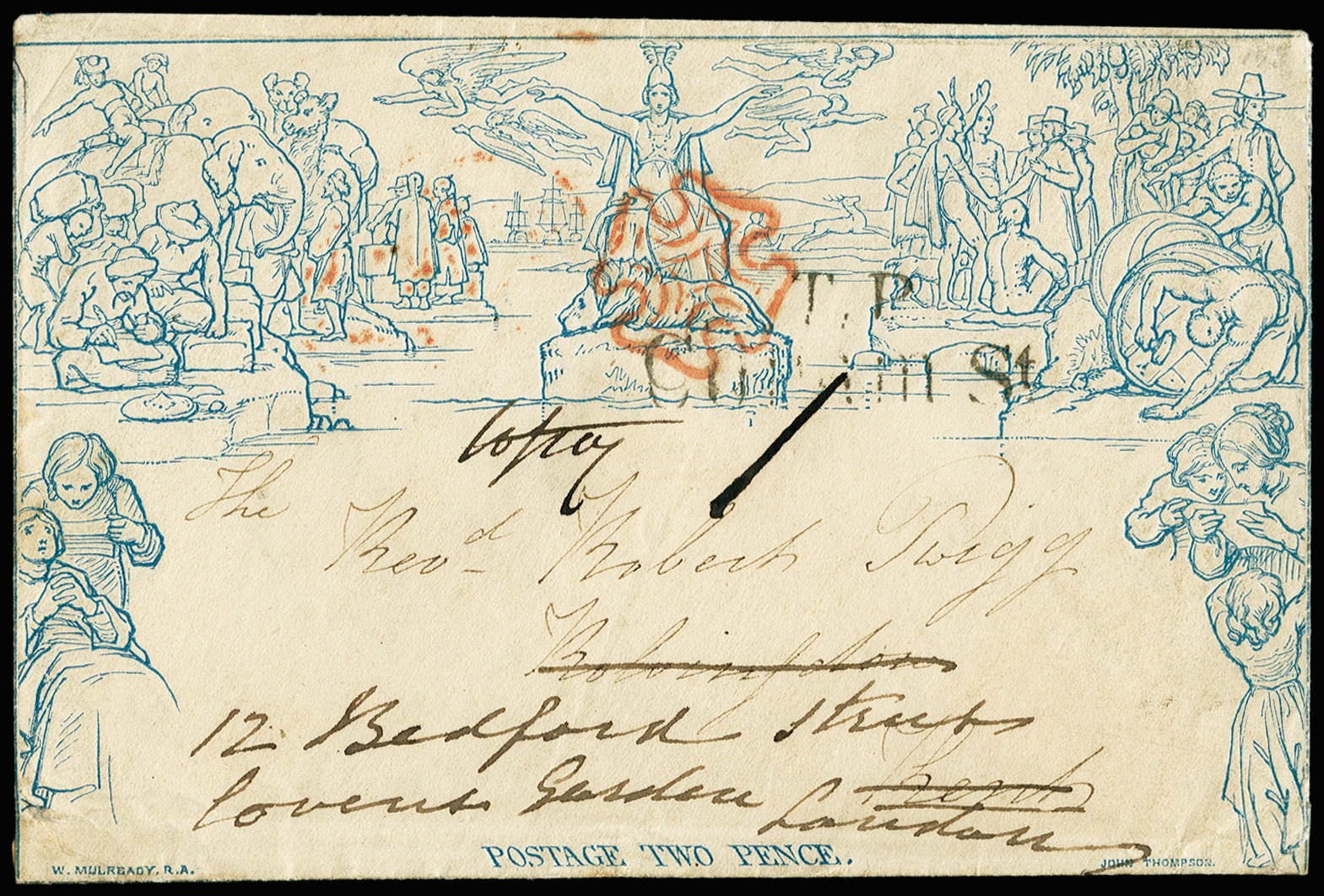 Great Britain 1840 2d Mulready Envelope (Forme 1, Stereo a197). Very fine used example neatly cancelled by a crisp…