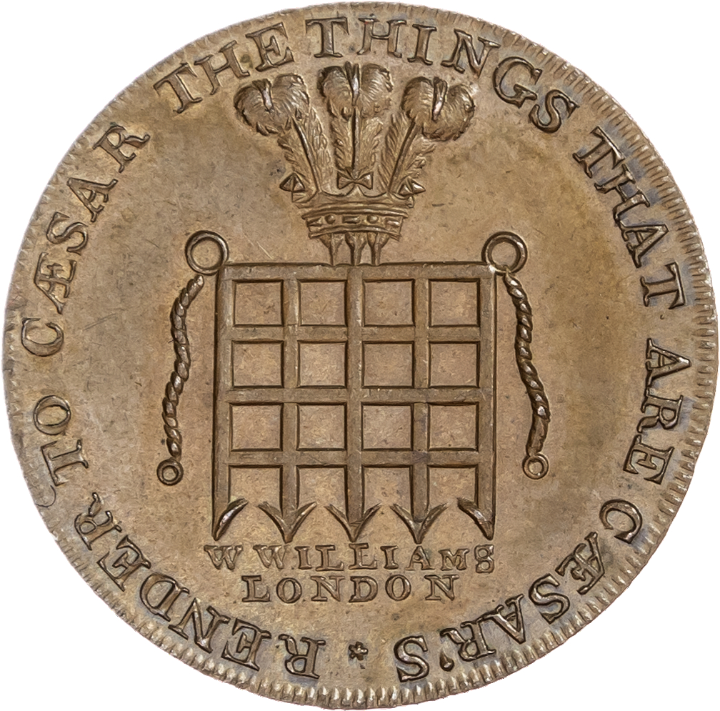 London - St. Martin’s Lane, William Williams (knife-sharpener & button manufacturer) Halfpenny 1795