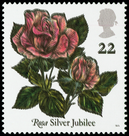 GB  SG1568b 1991 22p World Congress of Roses. Black double.