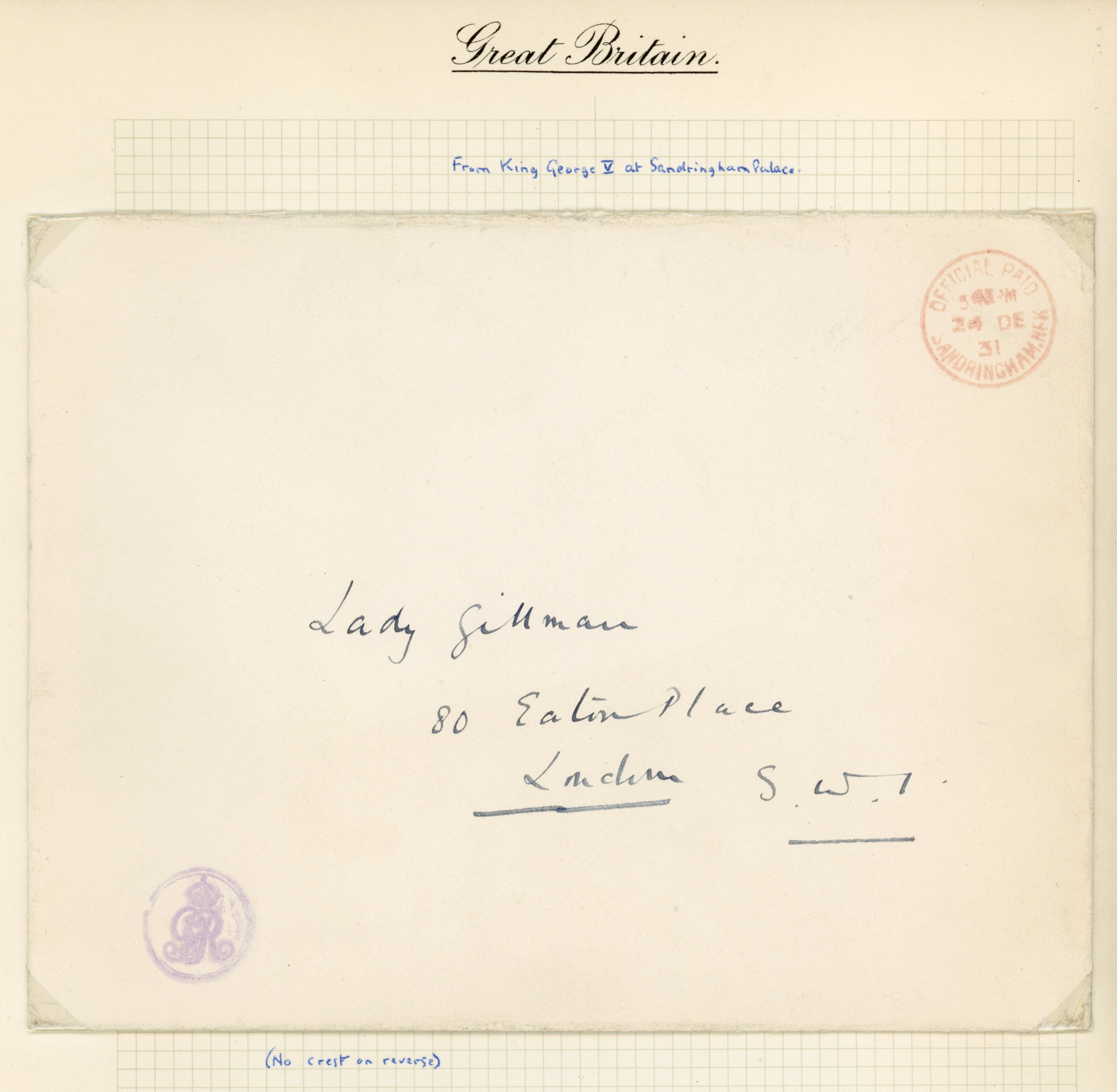 GB 1930s-80s Royal Household mail collection 