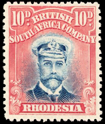 Rhodesia 10d SG 231b blue and rose-red mint