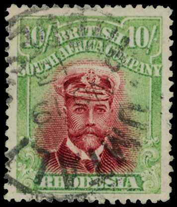 1913-7 10/- Head Die II, perf 15. Fine...