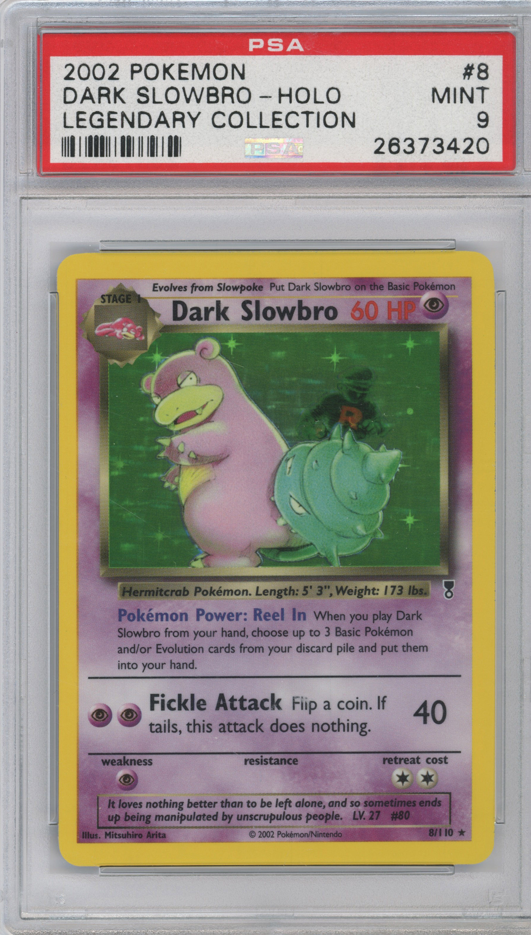 Pokémon TCG - Dark Slowbro - Holo Legendary Collection - PSA 9
