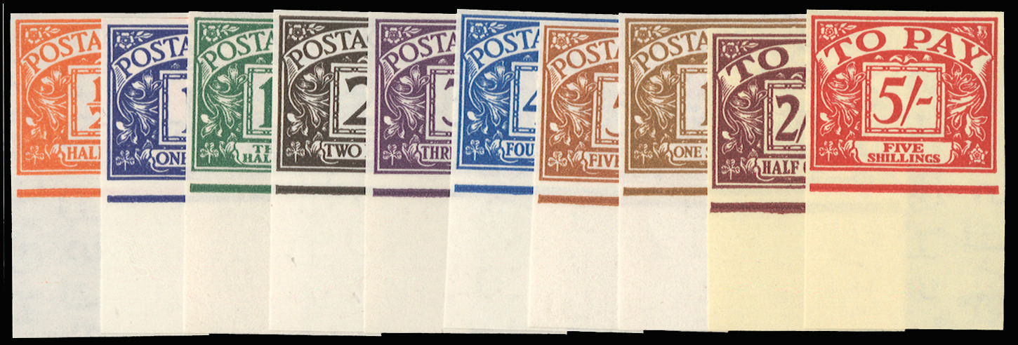 Great Britain 1955-57 ½d-5s Postage Due Imprimaturs. Very fine unmounted o.g. bottom marginal set of ten imperfora…
