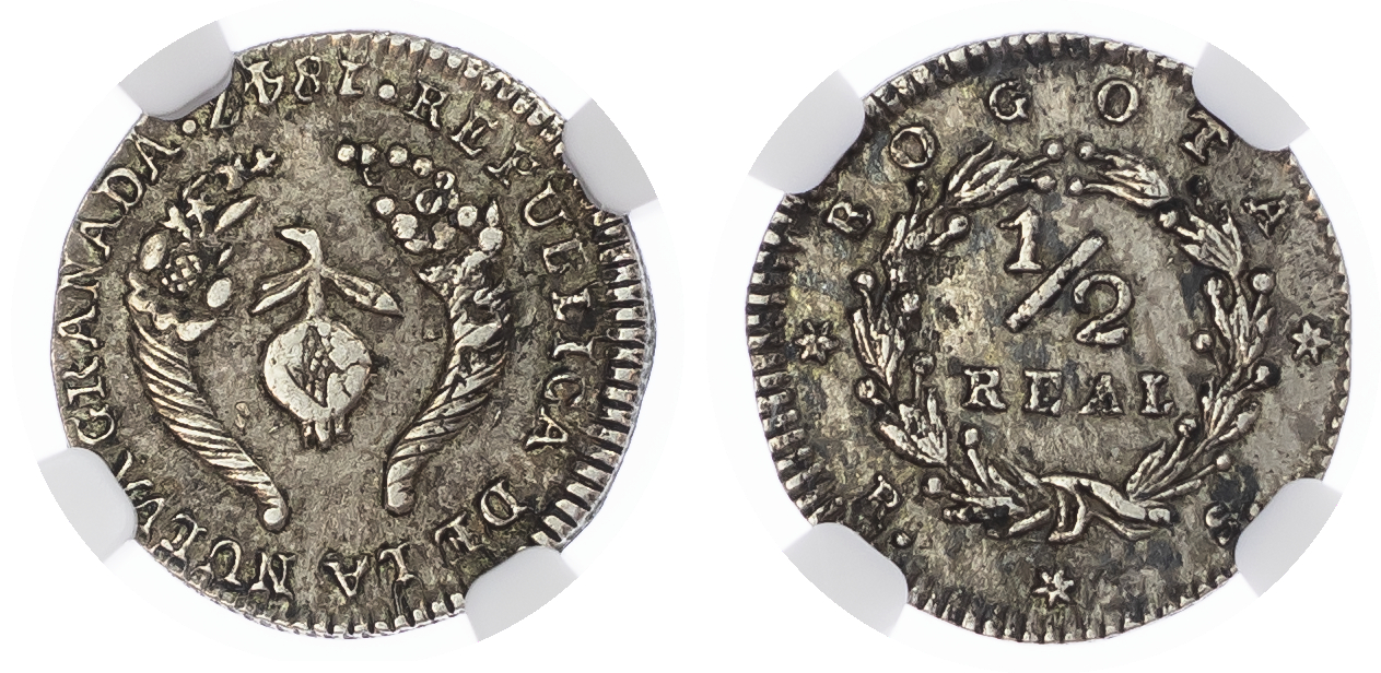 Colombia. Bogota AR 1/2 Real. 1847/6 RS.