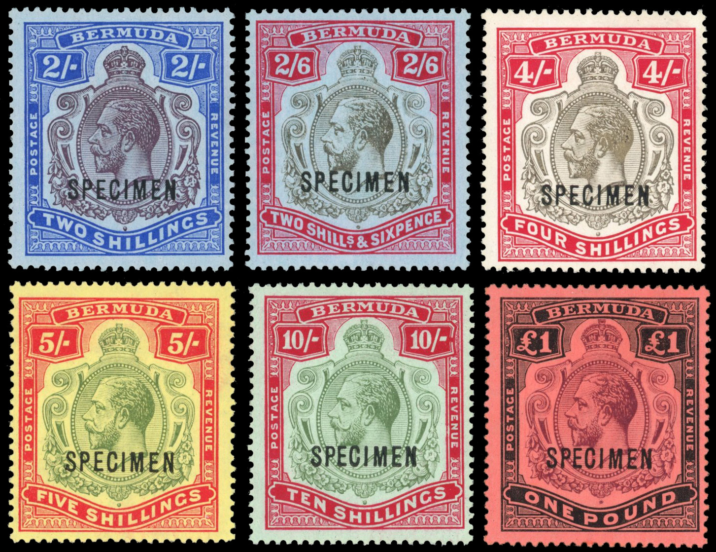 Bermuda SG 51bs-55s 1918-22 2s - £1 Specimens