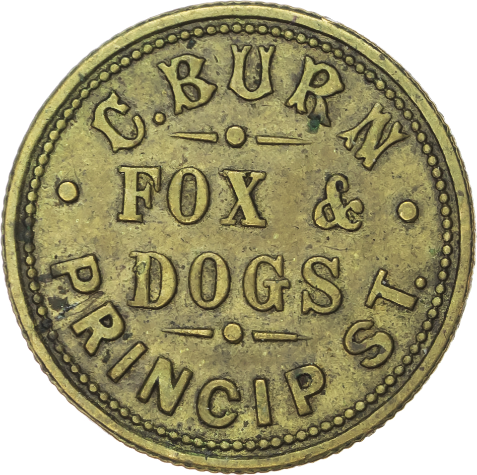 Lot of 5 coins - West Mids. Birmingham Newtown, Loveday St. Dog Inn , 2½d. 23.5mm. J Adderley, VF, holed; Newtown,...